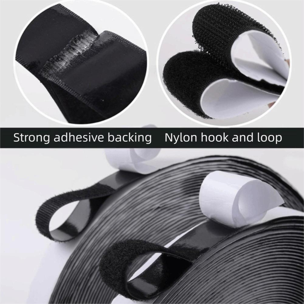 30Ft x 1 Inch Hook and Loop Strips Sticky Back Nylon Polyester Adhesive Fastening Tape Black Double Sided