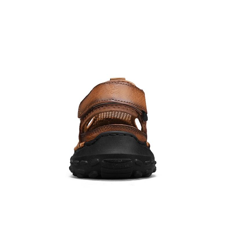Herren Outdoor Freizeit Sandalen Atmungsaktives Mesh-Obermaterial Nahtdesign Wanderschuhe Bequeme Gummi-Slipper Sandalen Große Größe
