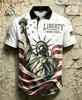 Patriotic Vintage Eagle Flag Short Sleeve Polo, Men's Stylish Casual Top