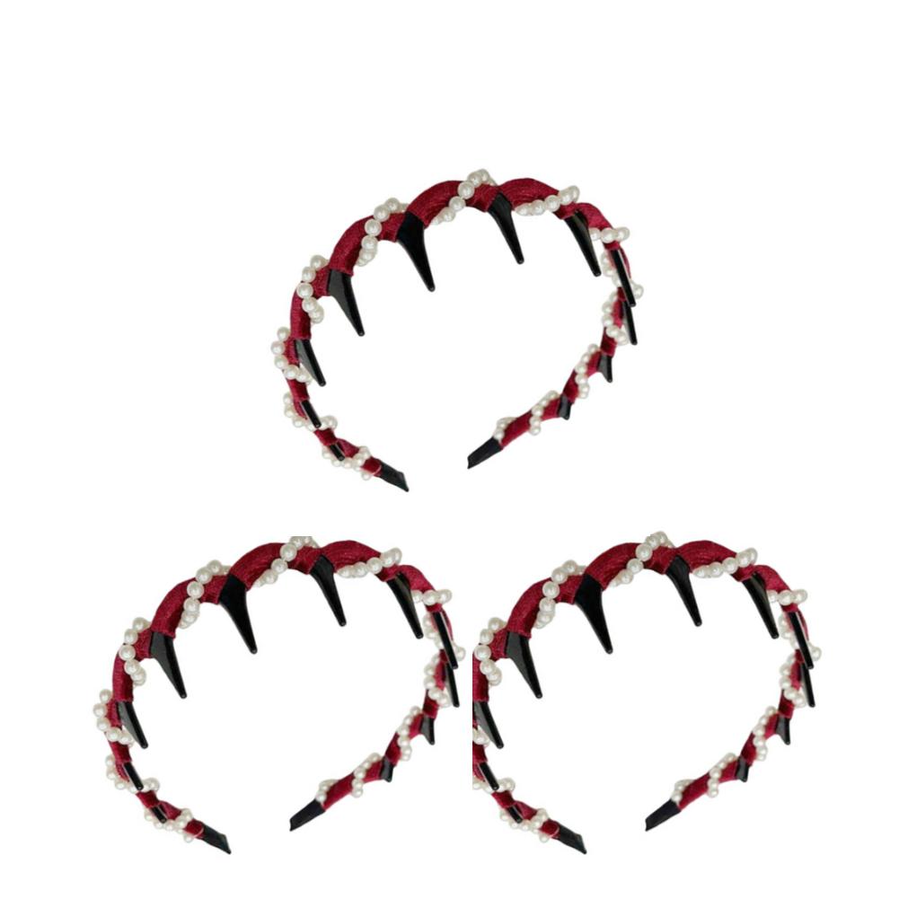 Women Headband Vintage High Cranium Artificial Pearl Hairband Rhinestones Hair Accessories Sweet Fashion Little Girls Hair Hoop