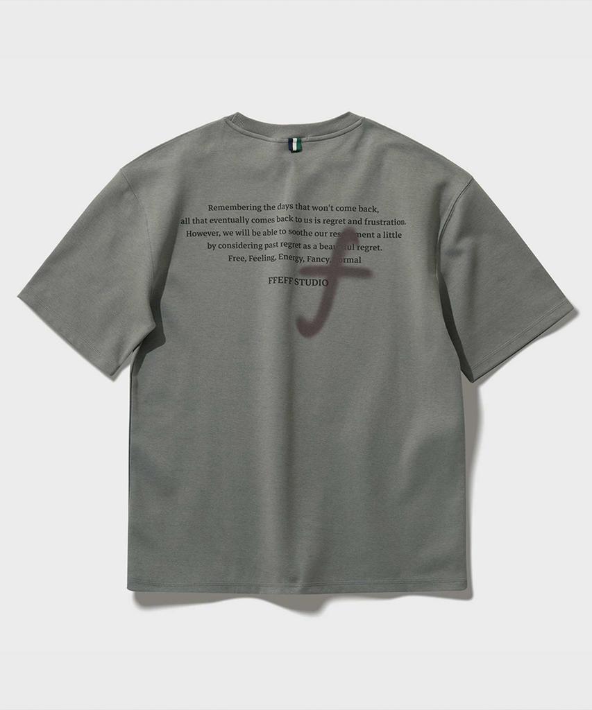 FFEFF STUDIO Artwork Flower Drawing Short Sleeve T-Shirt (Cement)