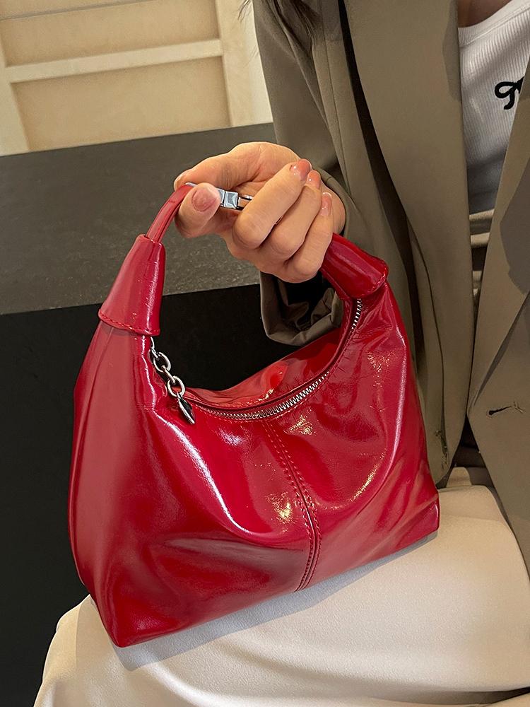 Retro Texture Wine Red Handbags 2024 New Women'S Coin Purses Versatile One Shoulder Crossbody Bags Commuting Travel Tote Bag