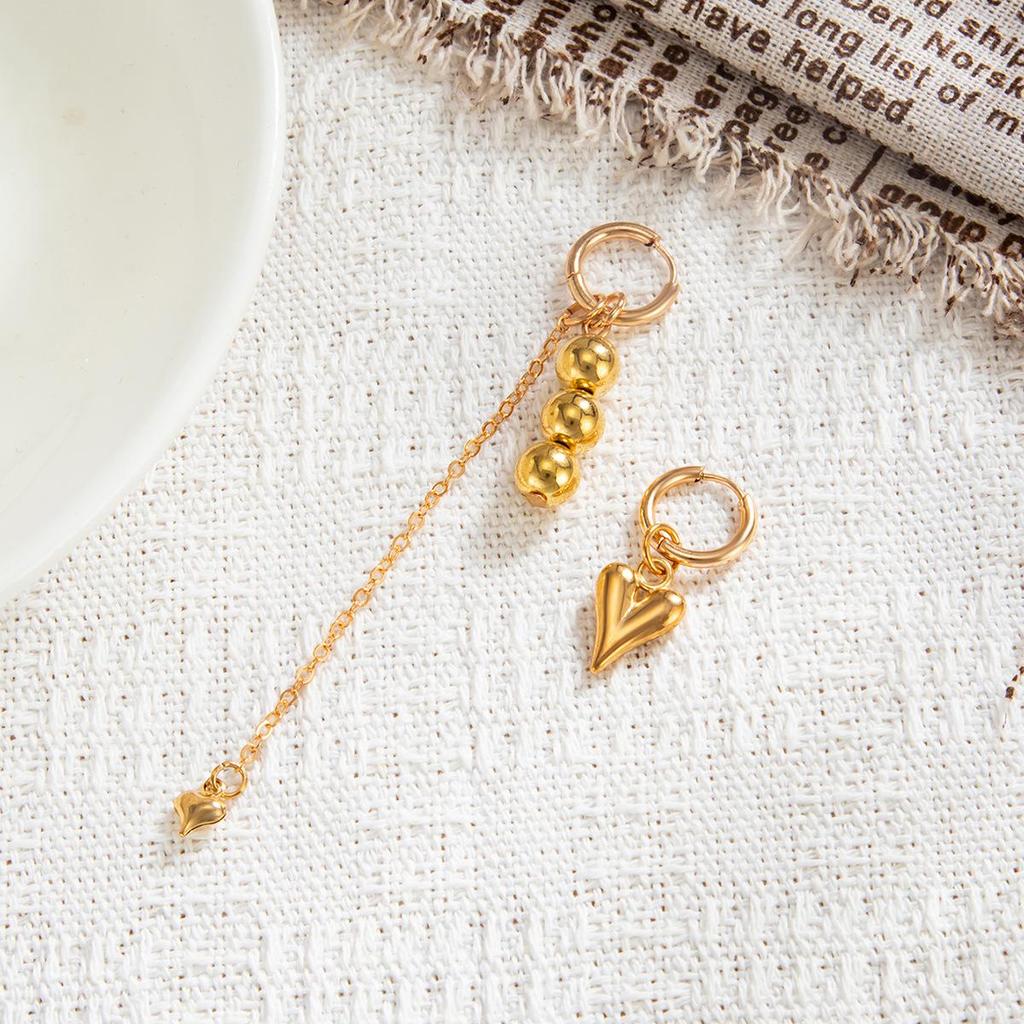 Heart Pendant Ear Buckle Stud Earrings for Women Fashionable Irregular Crystal Tassel Earrings Jewelry Gift