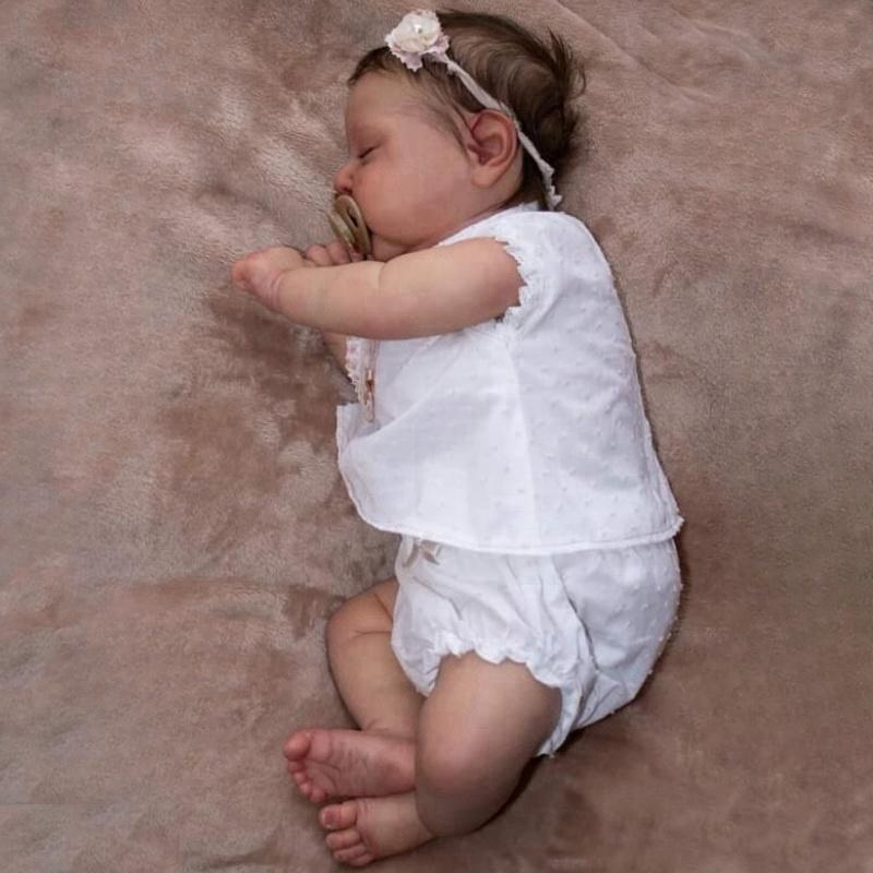 50cm Reborn Doll Peaches Soft Cloth Body and Full Silicone Lifelike Newborn Doll with 3D Multiple Layers Painted Visible Veins Baby Doll Toys for Kids