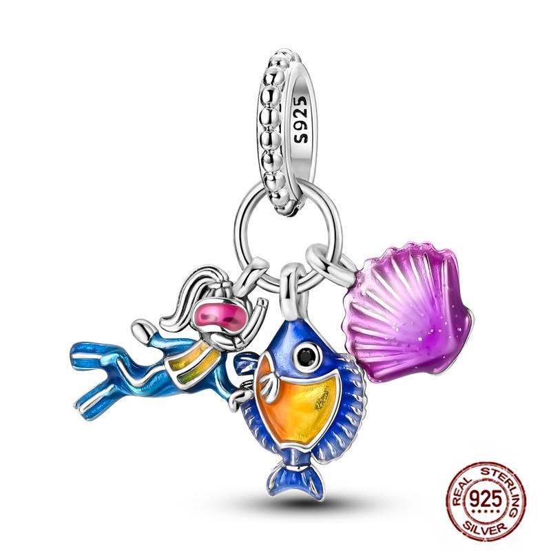 Ocean World Series Original Charms Copper Sea Turtle Octopus Dolphin Seahorse Beads Fits Bracelet Diy Jewelry Gift