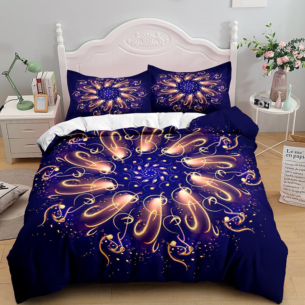 Bohemian Print Quilt Set Three-Piece, Home Textile Bedding