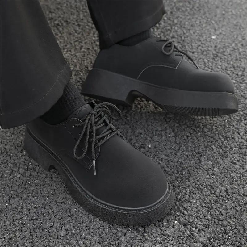 Fashion Plain Male Casual Shoe Loafers Round Toe Low-Top Punk Comfortable High Quality Fashion Adults Elegant Social Men's Leather Shoes