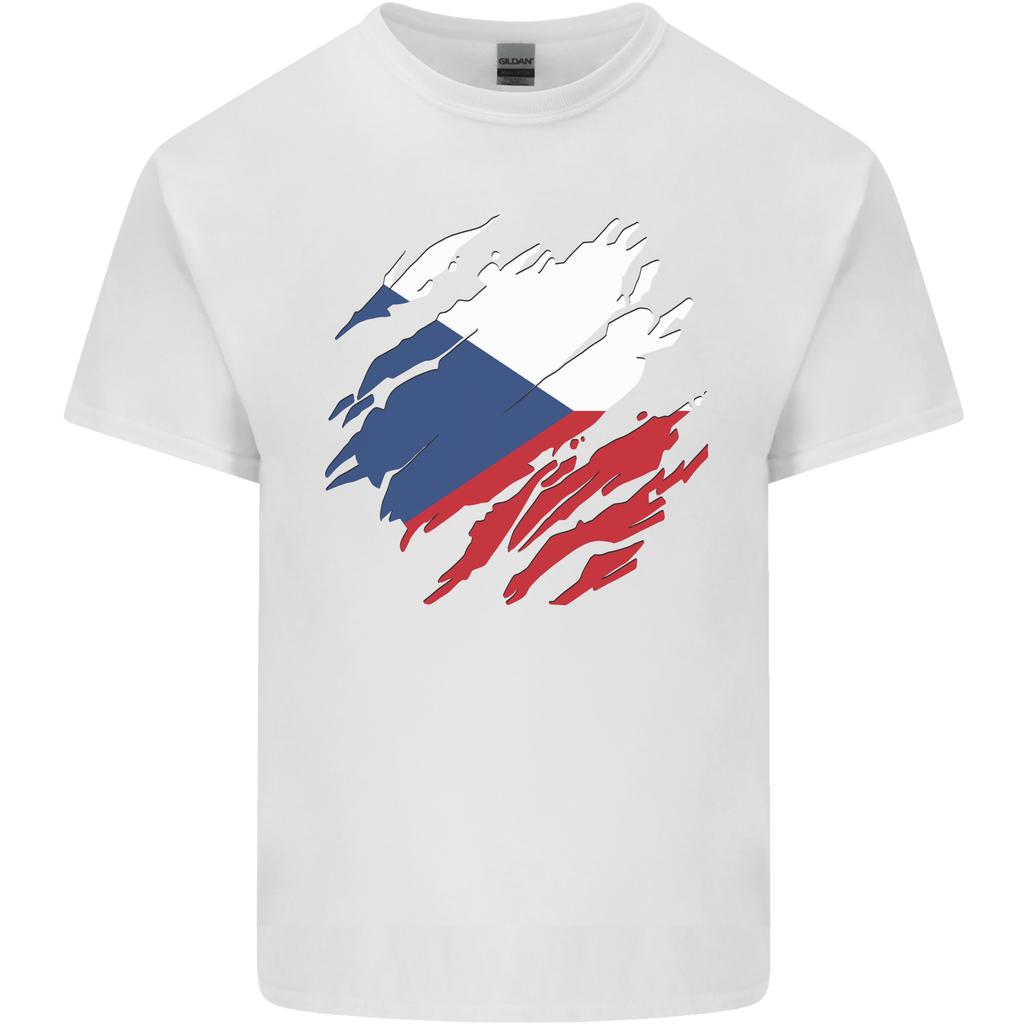 Torn Czechia Flag Czech Republic Day Football Unisexs Light Cotton TShirt