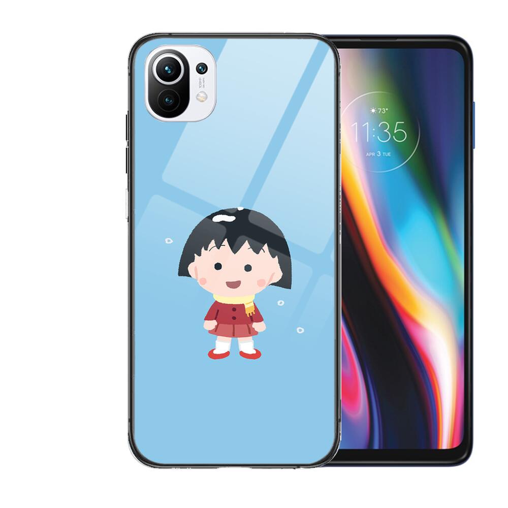 TOPLBPCS Chibi Maruko Tempered Glass Phone shell Case For xiaomi redmi 11 Lite pro Ultra 10T 10 9 8 cc se Cover Silicone Cases