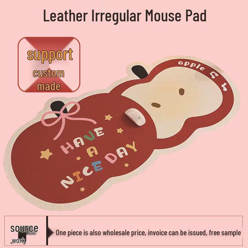 Custom Creative Leather Mouse Pad - Cute Irregular Cartoon Design for Office & Gaming Custom