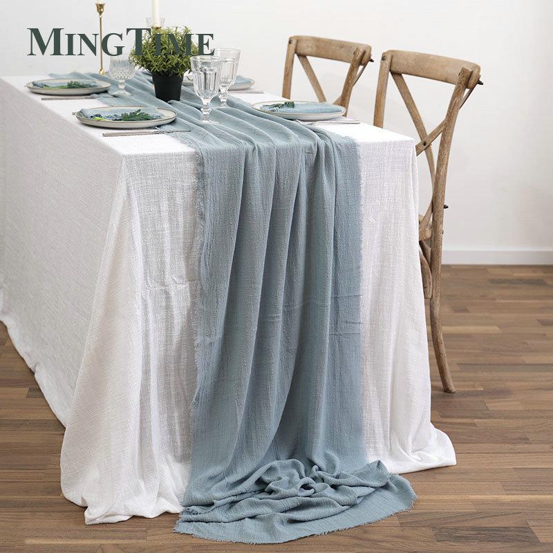Table Runners Rustic Cotton Gauze Dining Burlap Retro Burr Texture Vintage Wedding Supplies Linen Home Christmas Decorations