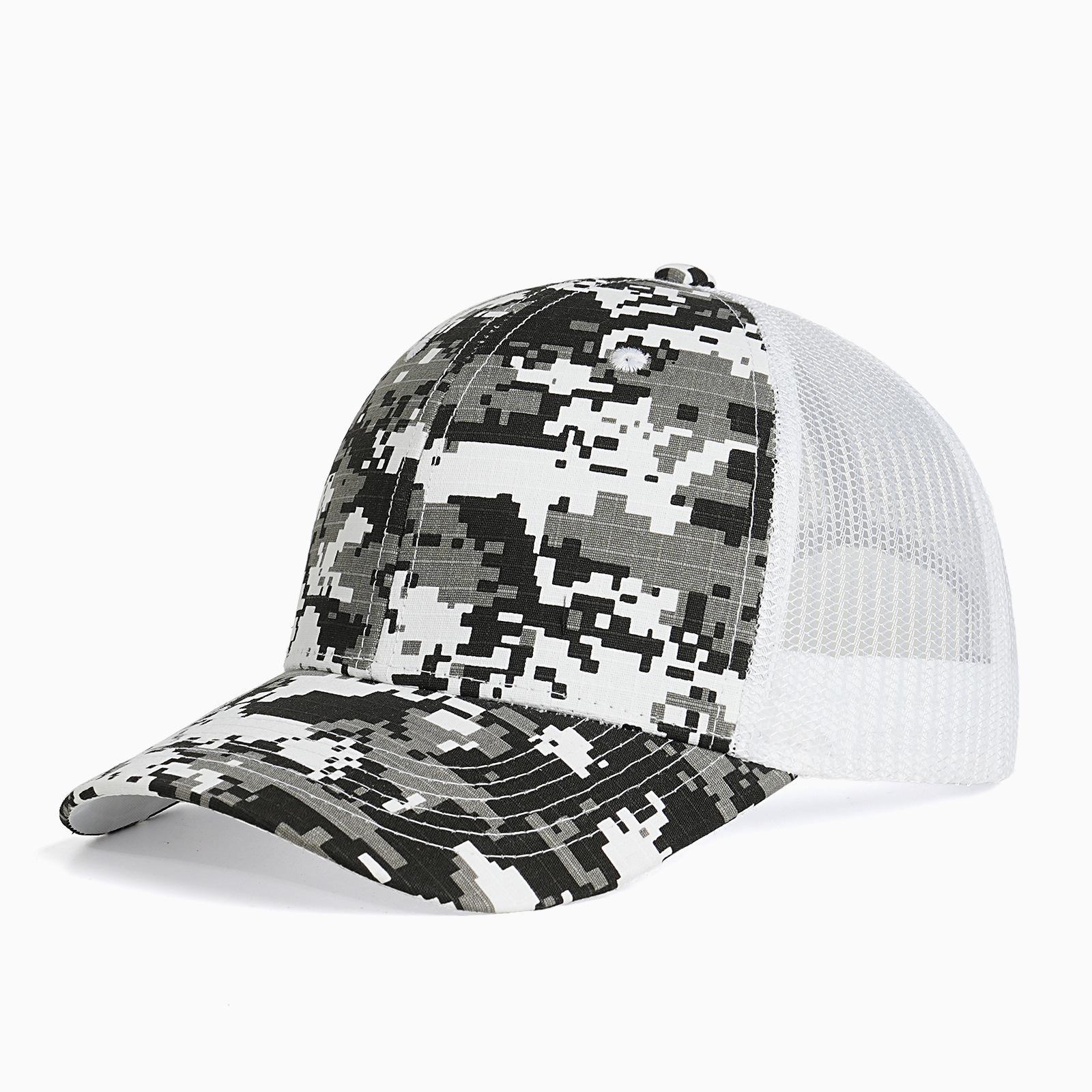Camouflage Hardtop Baseballkappe Outdoor Bergsteigen Sport Lässige Kappe Herren Halbmischgewebe Baseballkappe Adjustable white