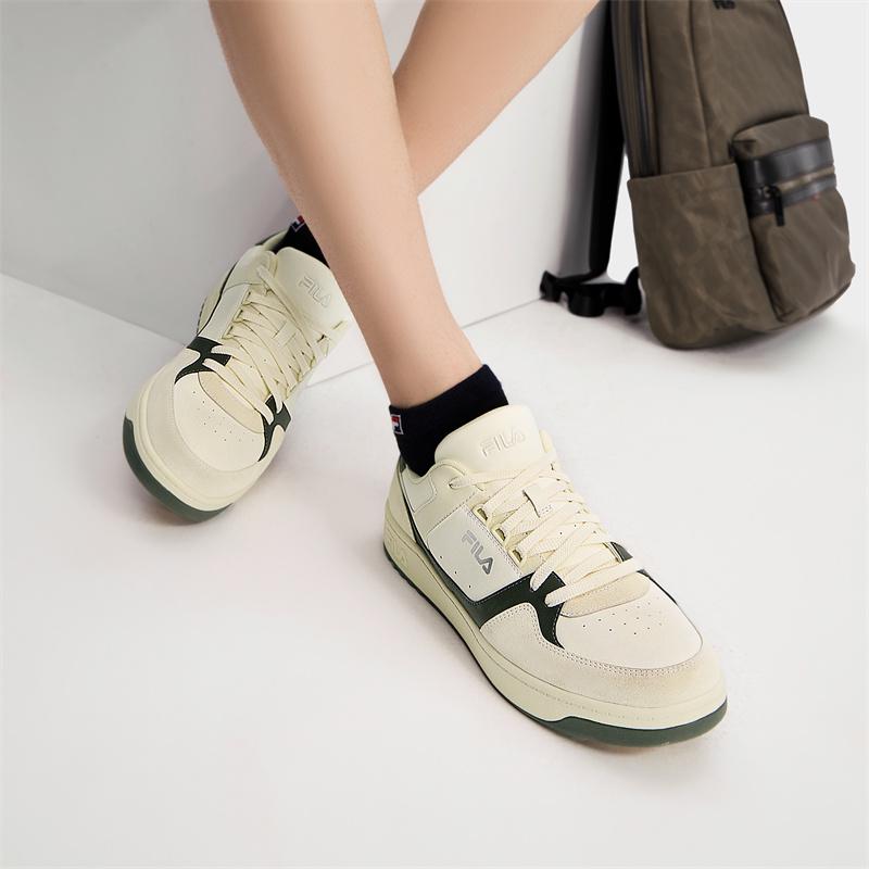 New FILA Targa Wear Resistant Low Top Skateboard Shoes Men's White Green F12M432204FGW