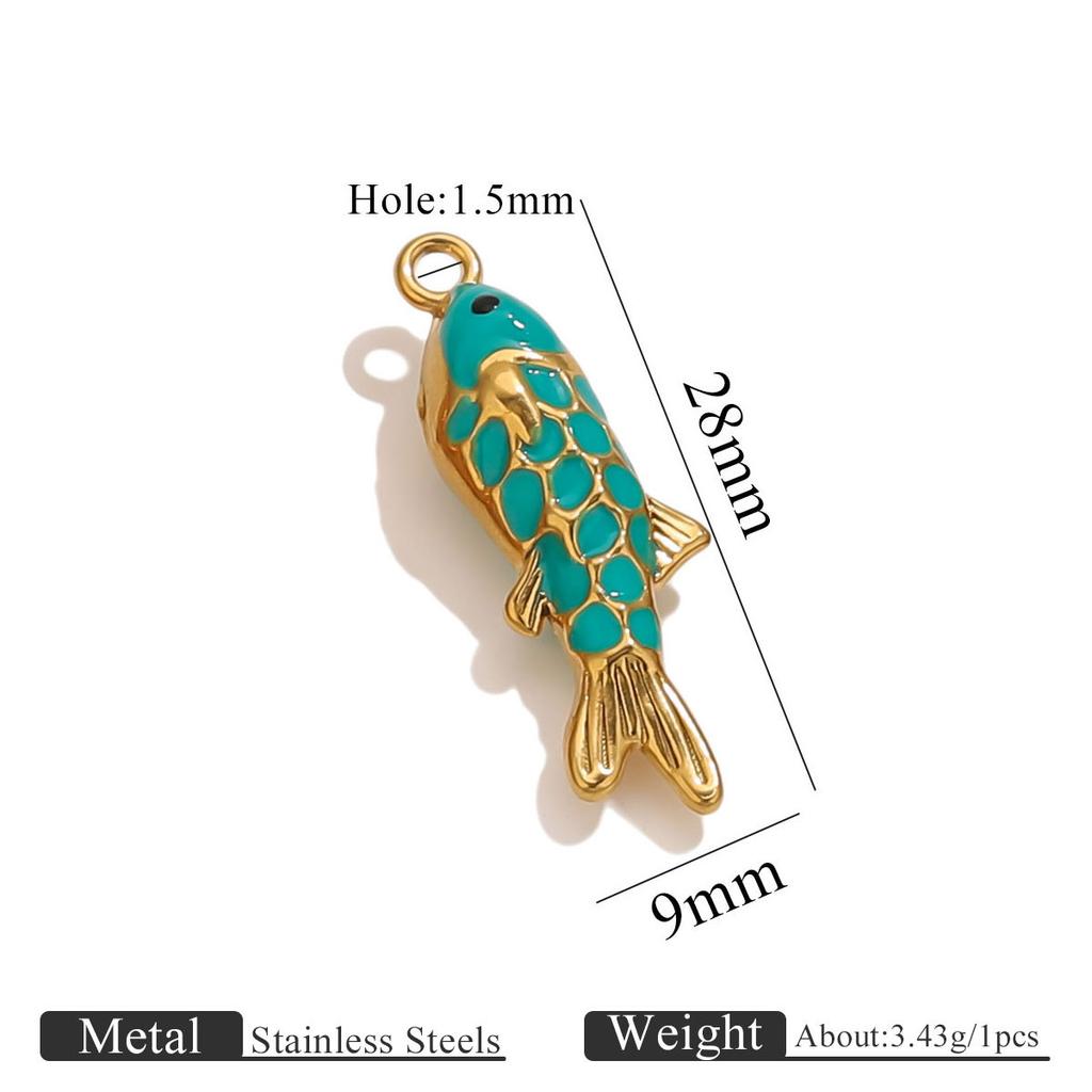Yori Colored Oil Dripping Carp DIY Pendant Stainless Steel Jewelry Accessories Pendant Necklace Bracelet Accessories