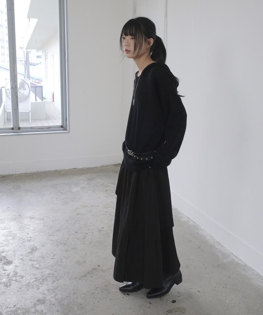 Mosyupamosyu See-Through Hooded Knit [Black]
