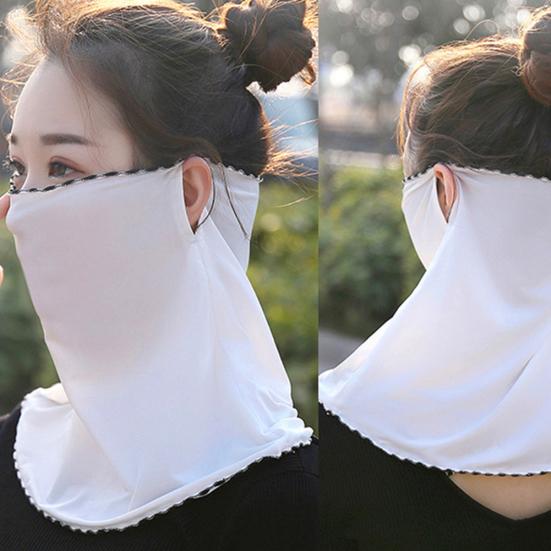 Women Floral Soft Chiffon Anti Dust Sun Protection Face Cover Neck Gaiter Scarf