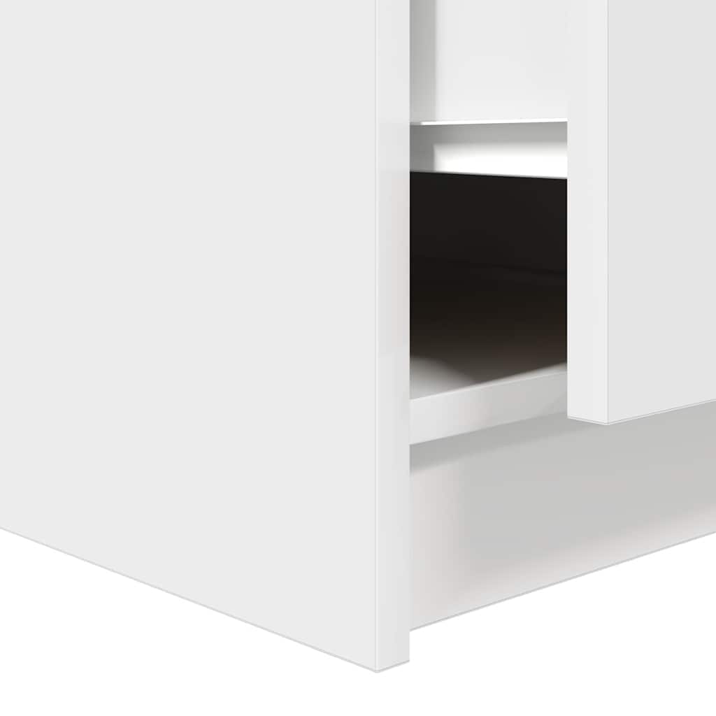 White Coffee Table with Drawers 70.5 X 70 X 40 Cm