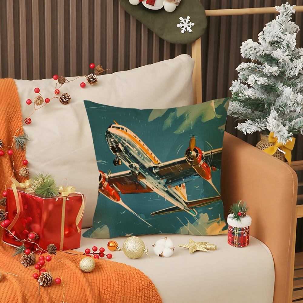 Cool Aircraft Airplane Pillow Case Living Room Sofa Decorative Cushion Cover Simple Household Light Luxury Printed Pillow