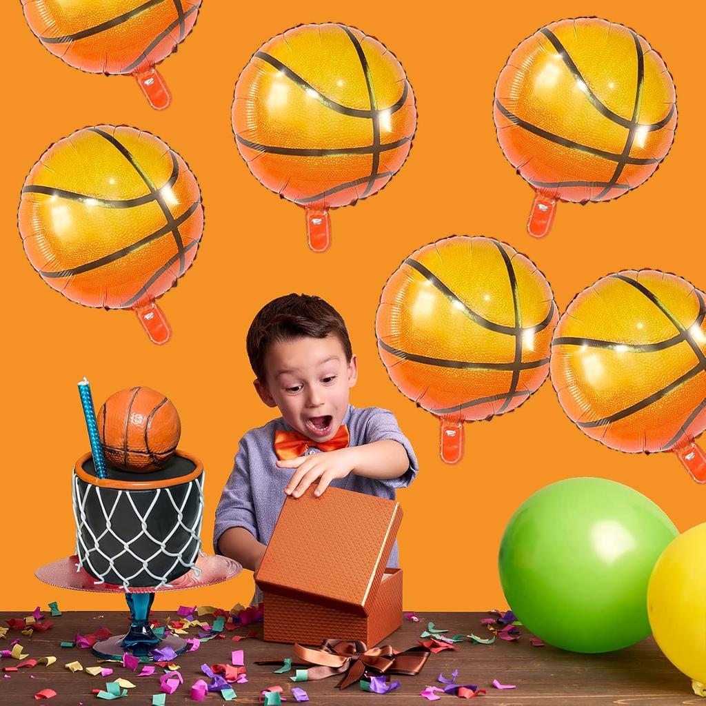10pcs 18 inch/45.72cm basketball balloon aluminum foil balloon sports party basketball themed birthday party decoration supplies