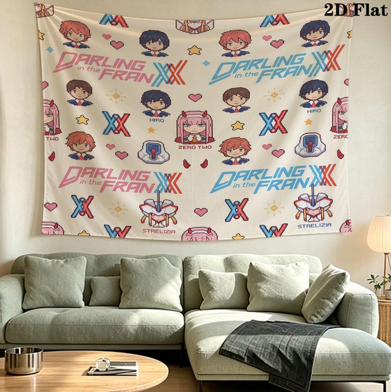 Franxx Wall Tapestry Aesthetic Wall Hanging Printed Fabric Blanket Decorative Tapestries For Bedroom Living Room Home Decor