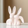 Handicraft Ceramic Rabbit Ring Holder Unique Aesthetic Easter Rabbit Ornament  Home Decoration