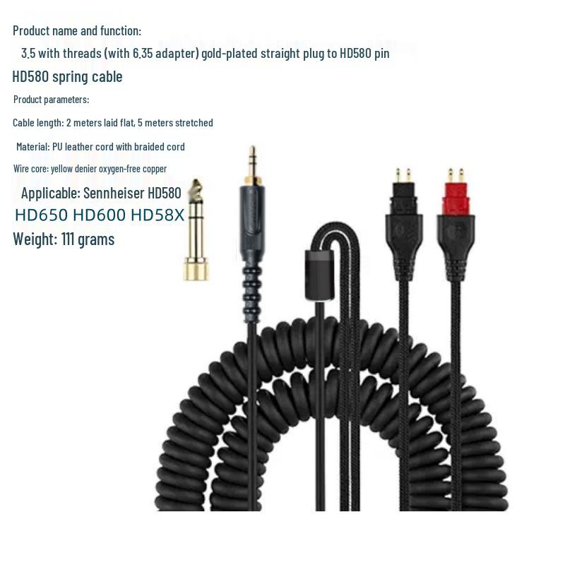 Upgrade Coiled Audio Cable for HD580/600/650/565/58X Headphones