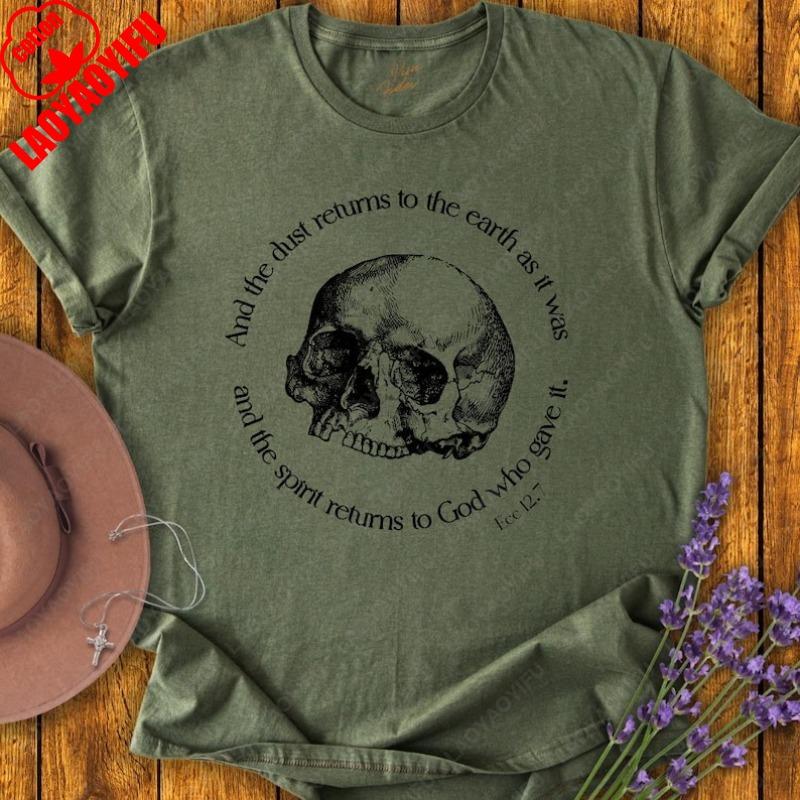 Memento Mori Men Women Cotton TShirt Catholic Halloween All Souls Day Christian Clothing Trad All Saints Day Gothic Skull Tops