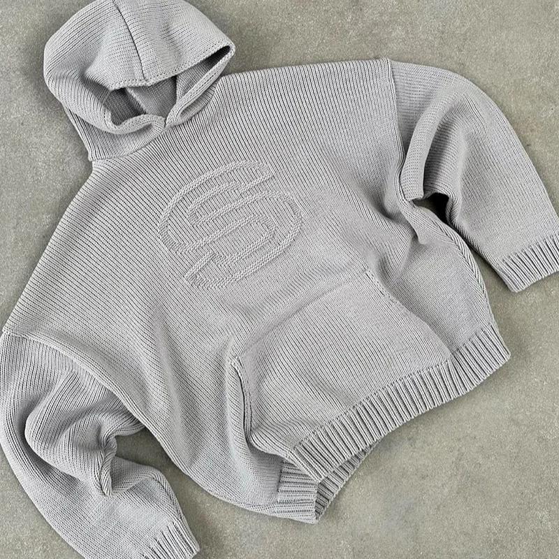 

European and American Y2K Women s Street Retro Gothic Alphabet Pattern Sports Hoodie Sweater L сірий колір