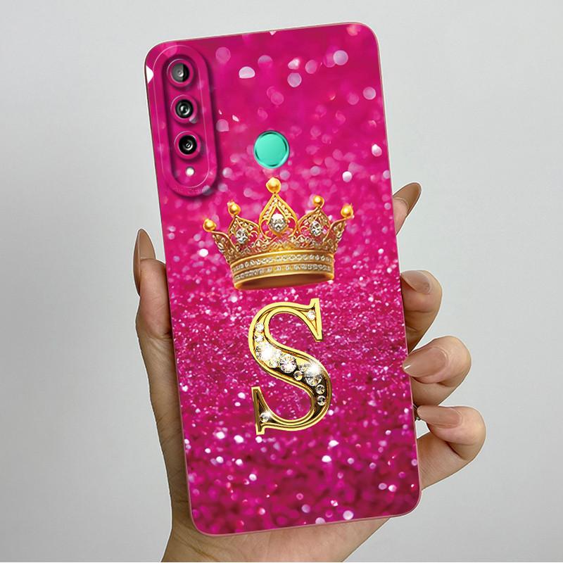 For Huawei Y7p P40 Lite E ART-L28 ART-L29 Fashion Initial Letter Couple Phone Case Y7P 2020 Soft Silicone TPU Protective Casing