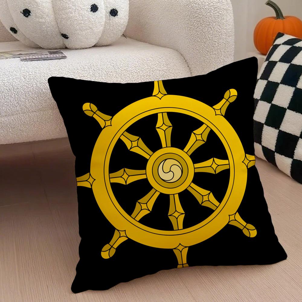 Classical traditional DDharma Wheel Cushion Cover Throw Pillow Cover Hidden Button Durable Polyester Chair Cushion