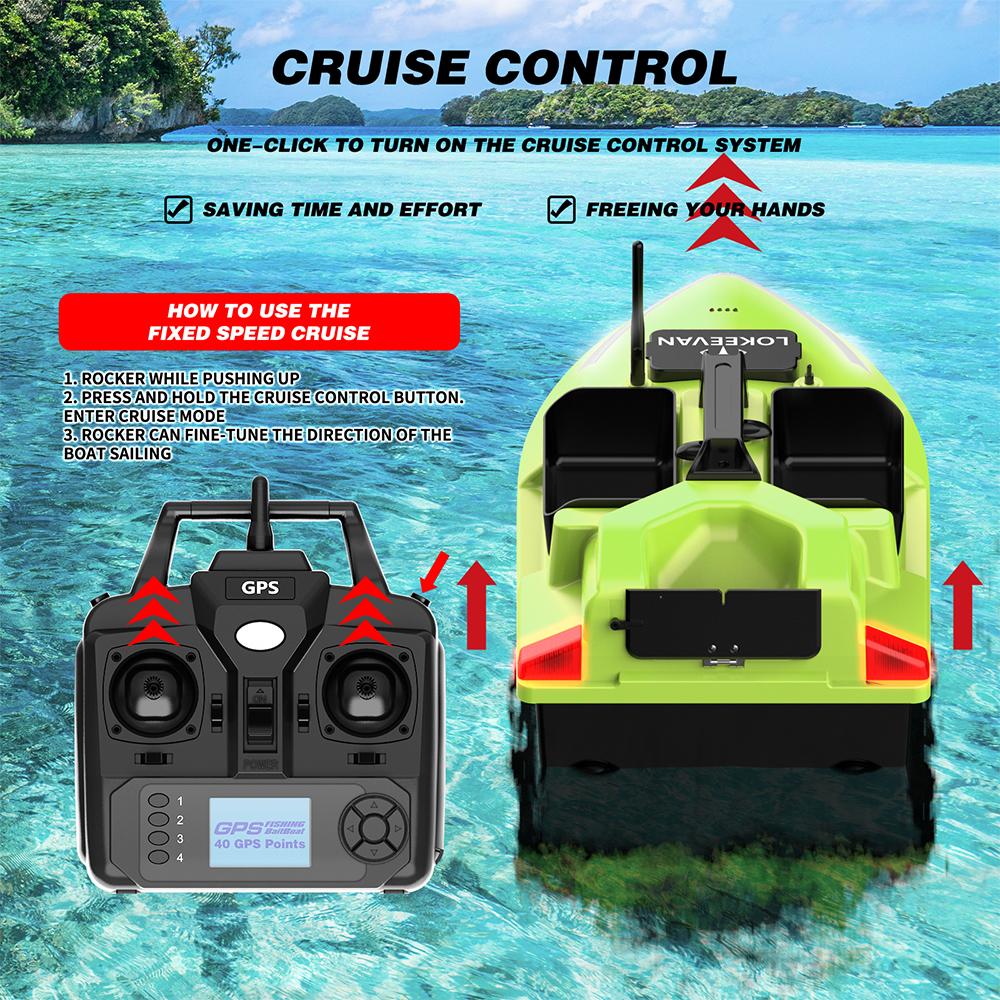 GPS Köderboot Lokeevan V020 12000mAh Akku Doppelmotor 3 Behälter 2KG Traglast 500M Fernbedienung
