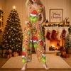 Women's Casual Sleeveless Cotton Jumpsuit with Christmas Print