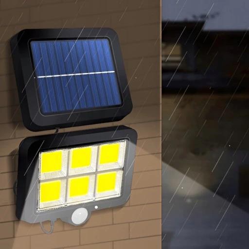 Lampa Solarna Halogenowa Czujnik Ruchu 100 Led + Pilot + Zestaw Montażowy
