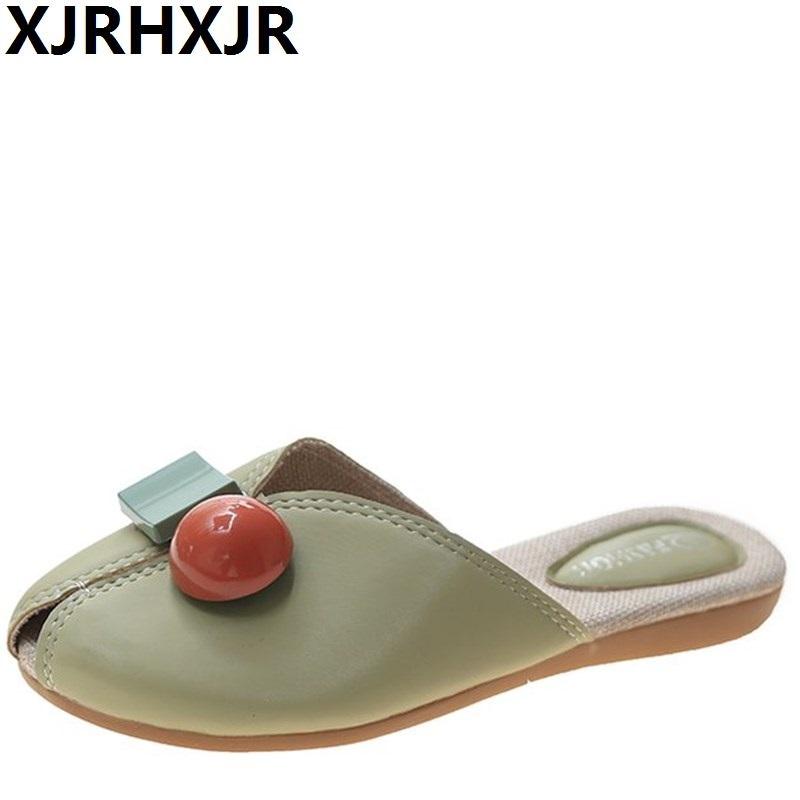 Mode 2024 Ny Mode Platta Strandtofflor Sommar Nya Tofflor Damskor Kvinna Mules Fiskmun Bekväma Täckta Tå Damskor