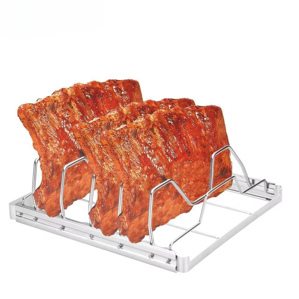 Portable Rib Rack Folding Steak Rack Easy to Use Turkey Roasting Rack BBQ