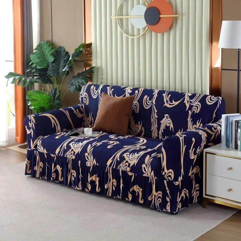 Modern Atmosphere Feeling Skirt Edge Sofa Cover Fabric Full Coverage Elastic Sofa Cover Sofa Anti-skid  Dustproof Cover