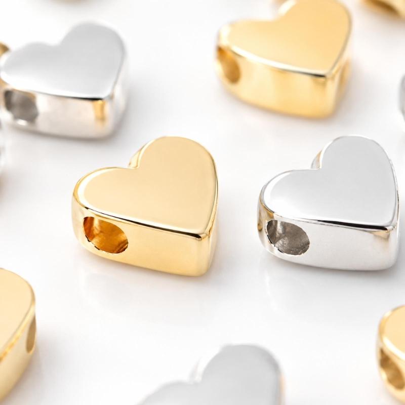 Side-Drilled Heart Spacer Beads, 100 Zinc Alloy Beads for Necklaces, Bracelets, Anklets, Chokers, and Jewelry Designs