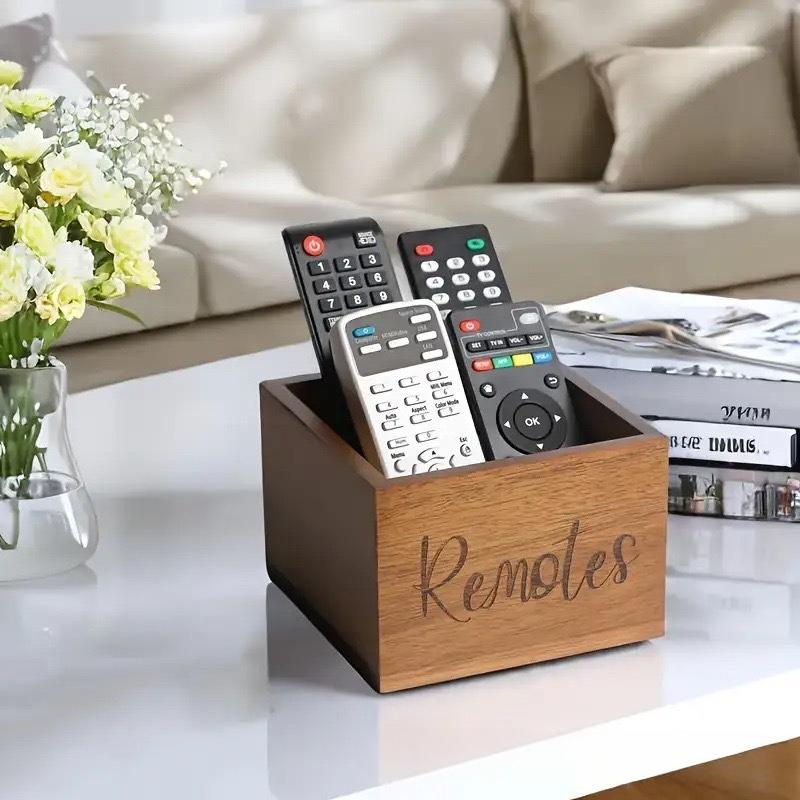 Organizzatore per Telecomandi in Legno Colore Legno Naturale Stile Vintage Contenitore per Telecomandi Supporto per Telecomandi in Legno Organizzazion