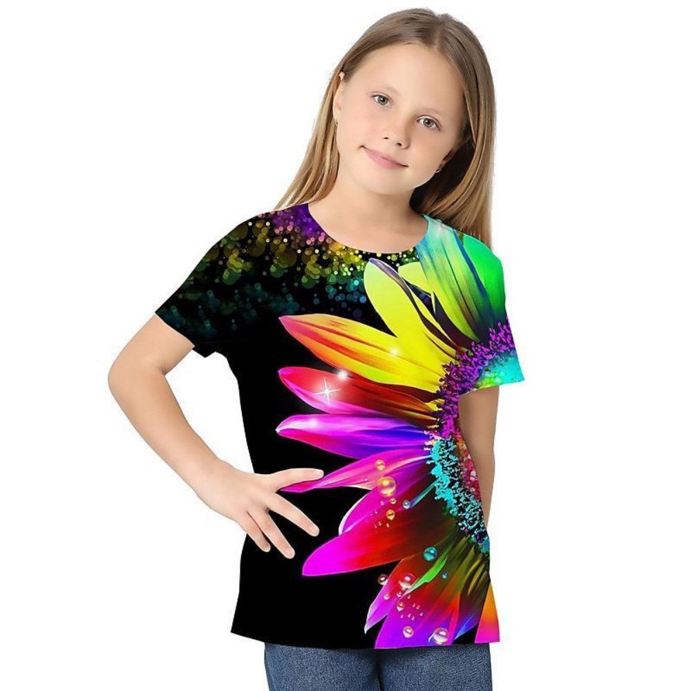 New Cartoon Doll 3D Printing T-shirt Children's Short-sleeved Girls Summer Loose Casual Tops