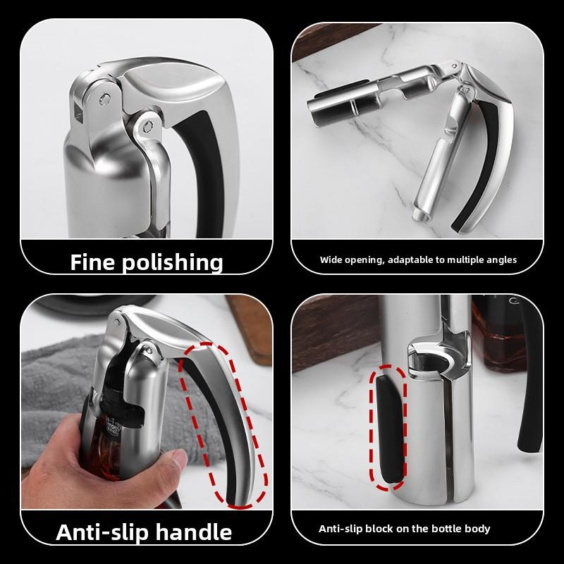 Professional Zinc Alloy Semi Automatic Wine Opener Corkscrew with Stainless Steel Lever for Champagne Bottle Home Bar Restaurant