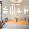 3D Acrylic Mirror Wall Stickers Kitchen Decor Fork Spoon Bowl Tea Cup Bottle Signs Modern Art Home Restaurant Wall Decoration