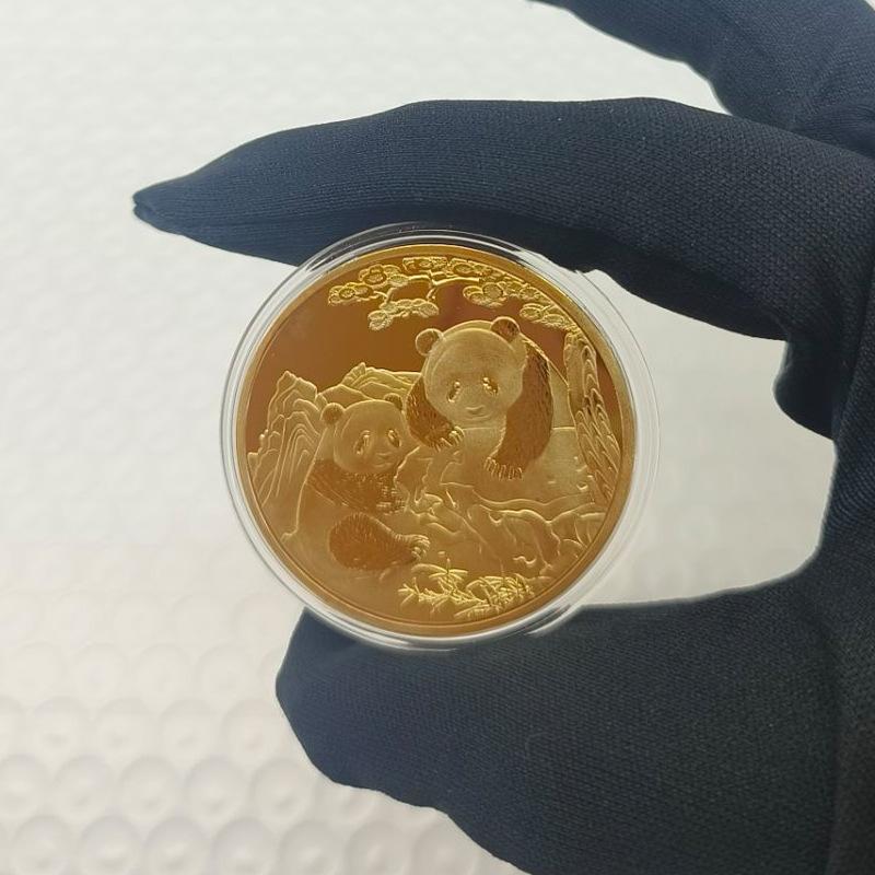 Panda Coins, Gold-plated and Silver Plated, Commemorative Medals, Metal Crafts, Panda Commemorative Medals, Small Gifts
