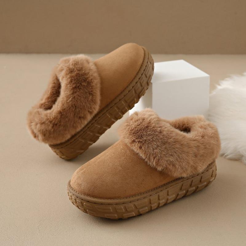 Foreign trade new plush thickened wool half tray cotton shoes women's cross-border suede warm large size plush cotton shoes
