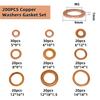 Copper Gasket Boxed Multistandard O Shaped Copper Gasket Combination Oil Plugging and Sealing Ring Combination 1 Box 200pcs