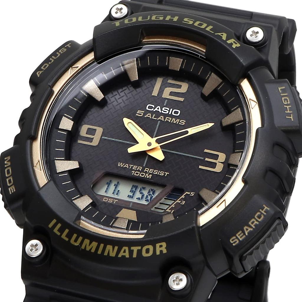 CASIO Tough Solar Ana-Digi Quartz Watch AQ-S810 Series Men's Overseas Model black x gold AQ-S810W-1A3V