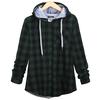 Autumn and Winter New Plus Size Women's Slim Fit Mid Length Plaid Hooded Cardigan Top Jacket