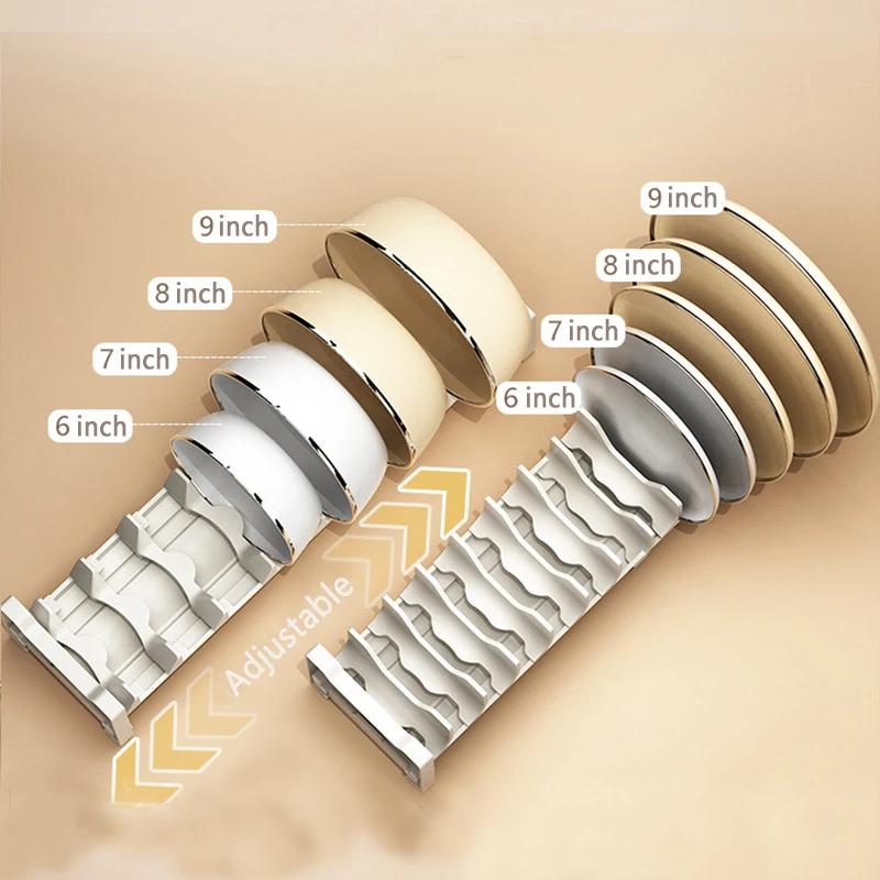 HeM Telescopic Dish Plate Drying Rack Bowl Pot Lid Storage Holder Adjustable Kitchen Organizer Drawer Separated Dish Drying Rack