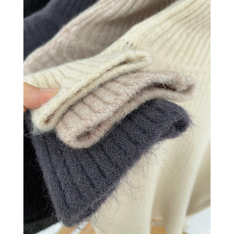 Hirsionsan Pulover cu mânecă lungă, simplu, tricotat, pentru femei, toamnă, elegantă, la modă, pulover de bază, pentru femei, ocazional, cu gât roscat, pulover moi, solid