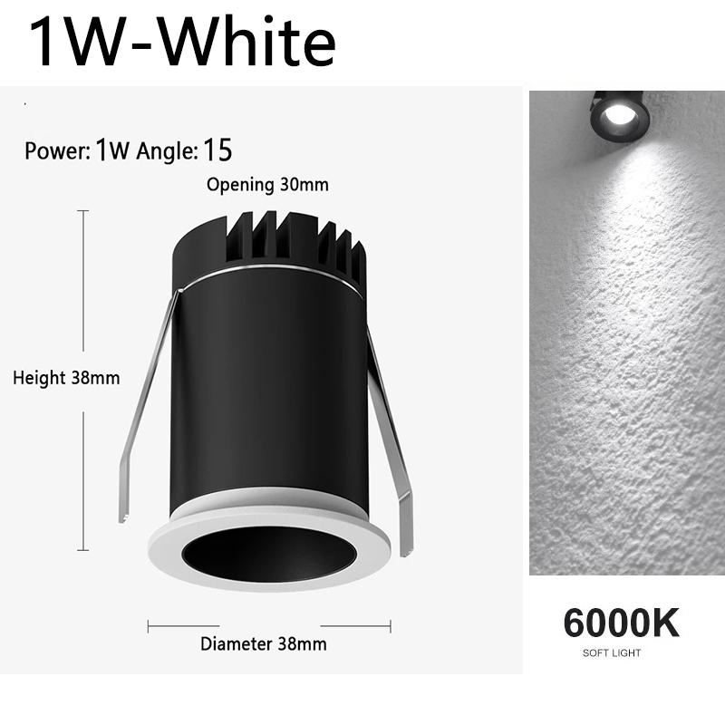 Anti-glare Mini LED Downlight Spotlights 1W/5W Recessed ultra-thin COB Sky Flower Lamp Cabinet Home Lighting