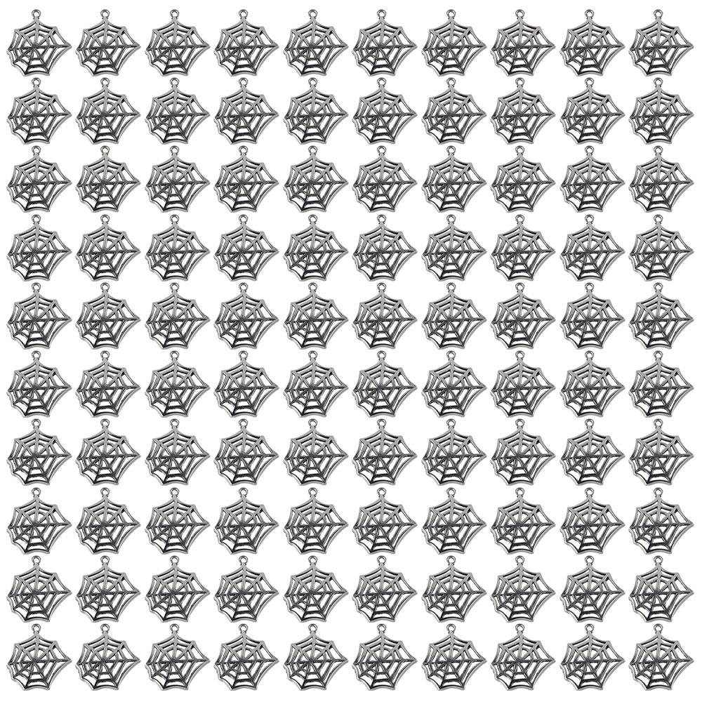 

100pcs Alloy Antique Silver Alloy Spider Web Pendants Halloween Spider Web Pendants Bracelets